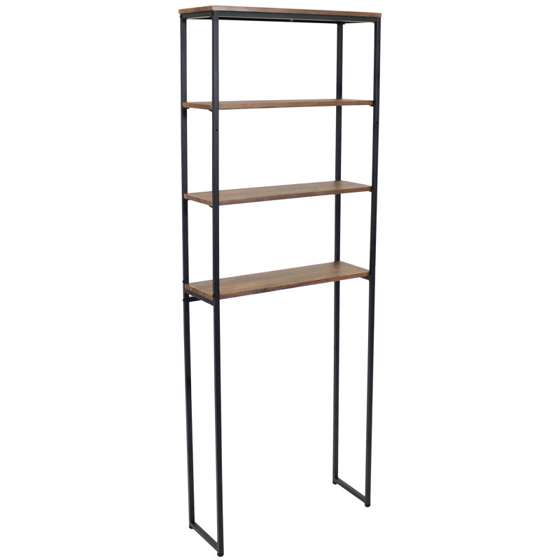 Natarbora 69" H Industrial-Style 4-Tier Over-the-Toilet Shelf Storage - Teak, Teak