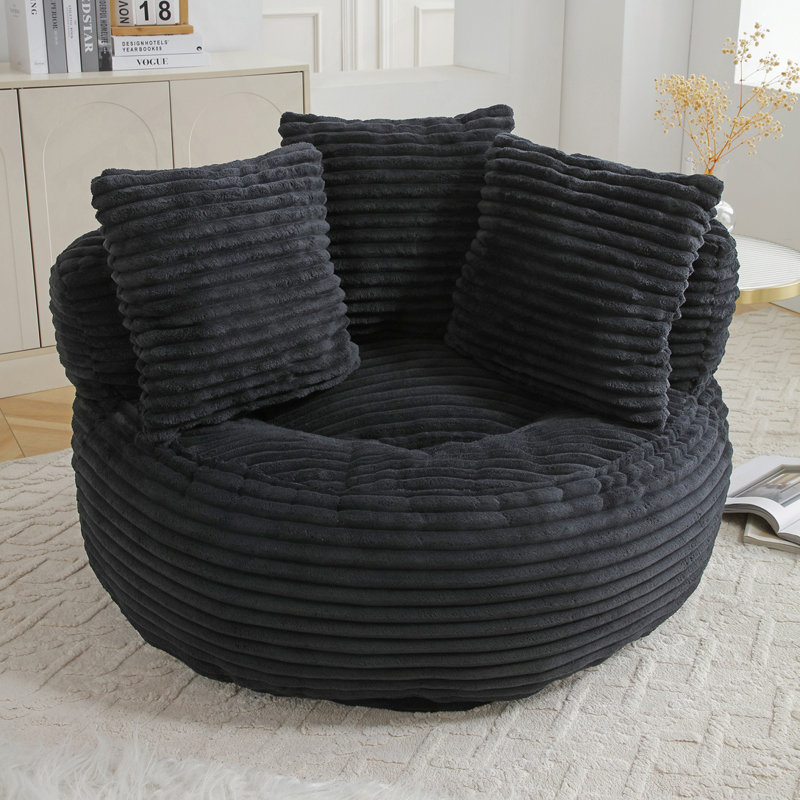 Fauteuil à billes en velours côtelé, Noir