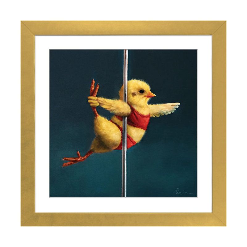 Pole Chick Rocket Woman, H 16 po x l 16 po, Cadre doré à coins ouverts