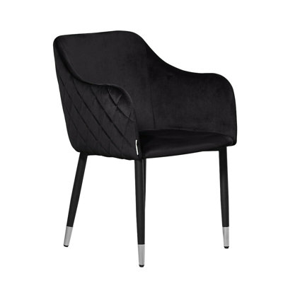 Holdenville Modern Velvet Dining Chair - Ergonomic Button Back with Metal Legs