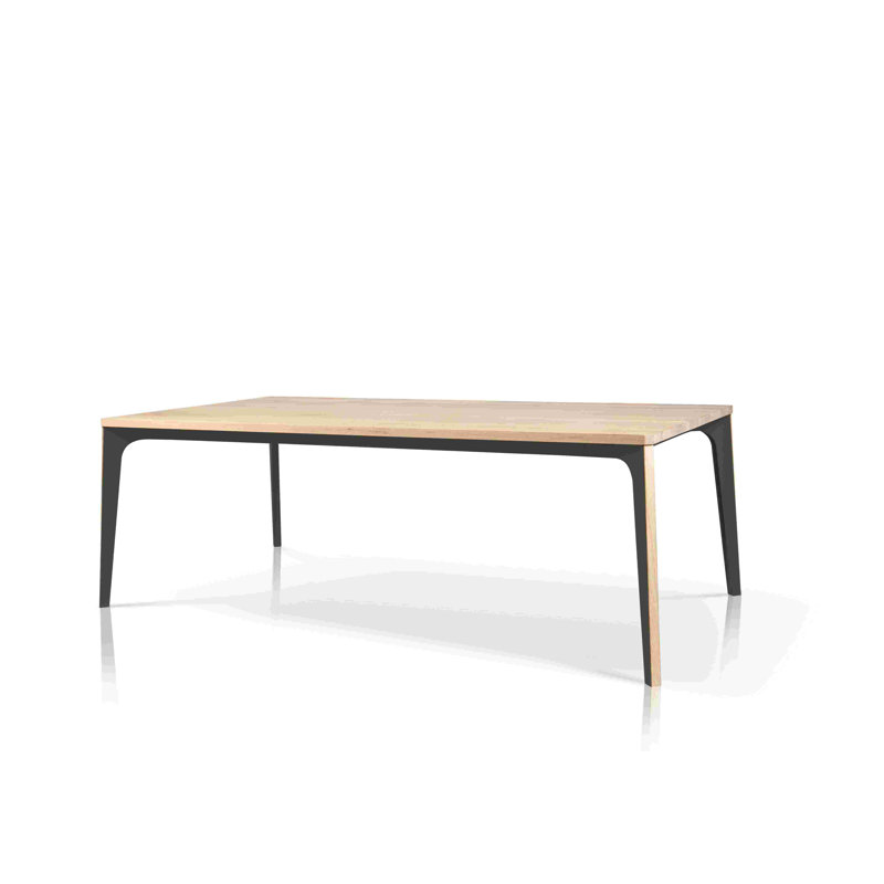 Vintme Solid Oak Dining Table, Dark Bronze/Light Oak, 47.3" W x 118.1" L