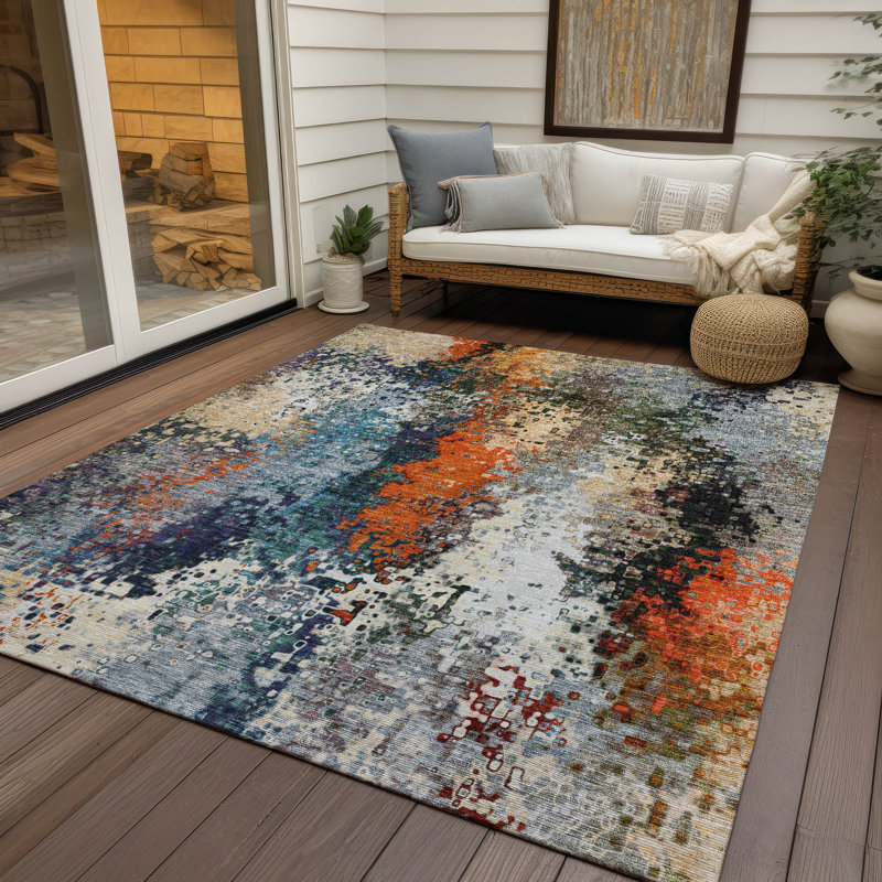 Machine Washable Indoor/Outdoor Boruta ACN2242 Abstract Rug, Rectangle 9' x 12'