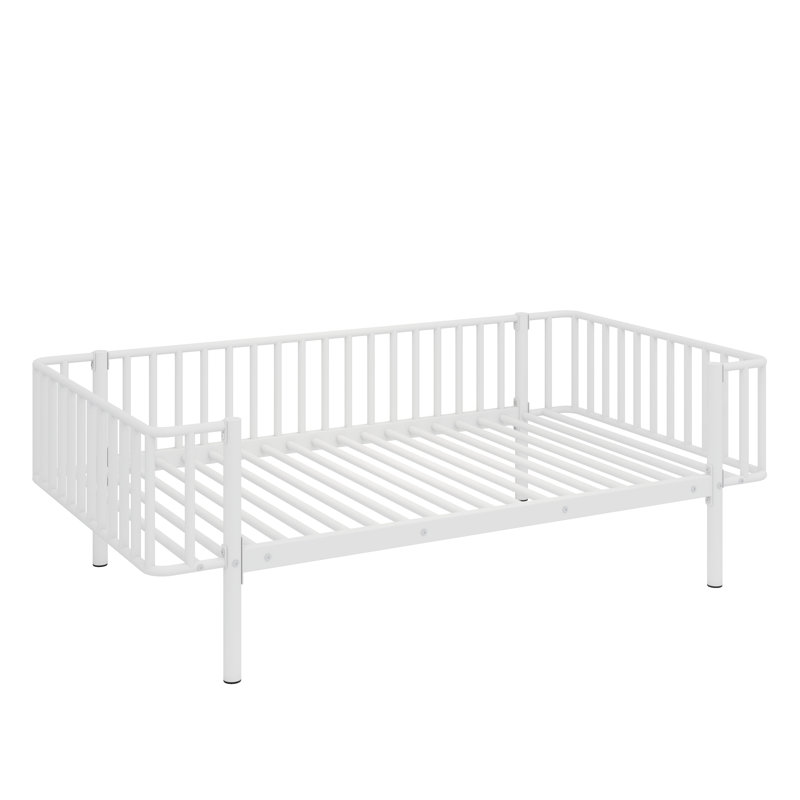 Canapé-lit robuste en lattes d'acier avec fabrication en métal durable, Blanc