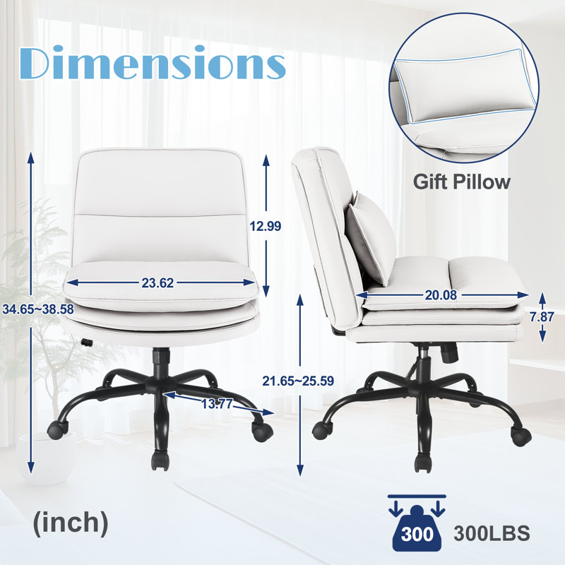 Chaise de bureau Criss, White PU Leather