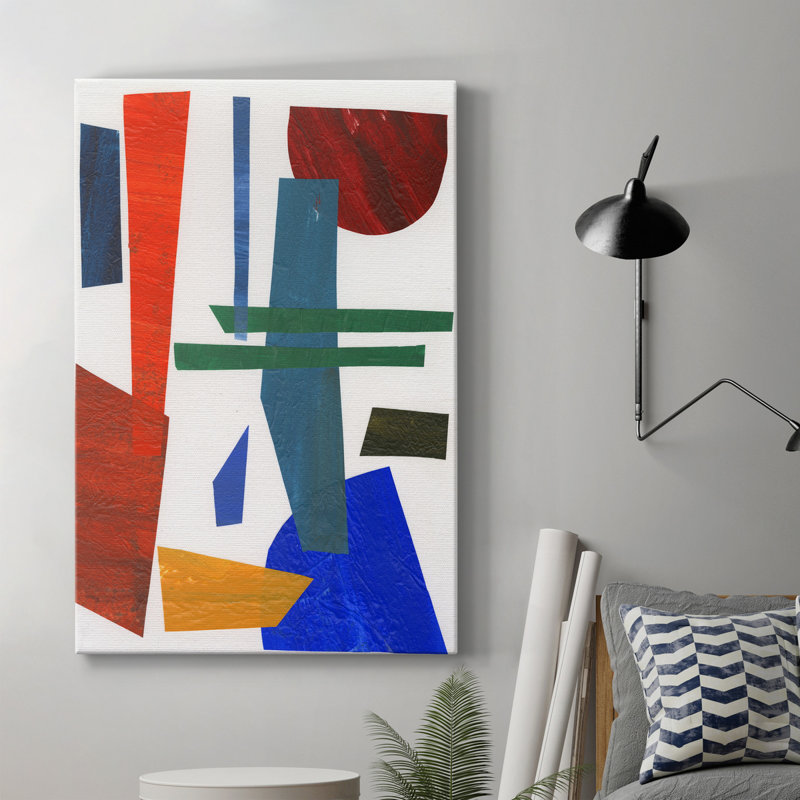 Toile tendue avec châssis coloré Colorful Shapes IV - prête à être accrochée, H 60 po x l 40 po x P 1 po