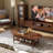 47"W Solid Oak Mid-Century Modern Coffee Table with Drawer and Storage Shelf-359090608-358305712