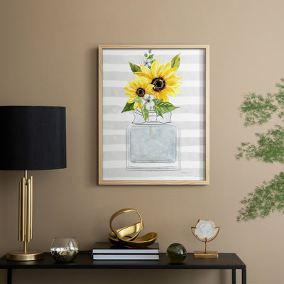 «Sunflower Perfume II», reproduction encadrée - bois massif