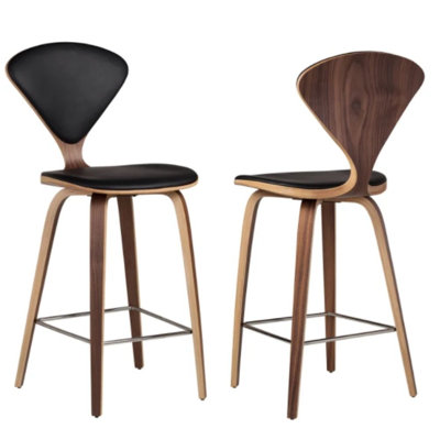 Tabouret de comptoir rembourré en osier et rotin - dossier complet avec repose-pieds pour l'intérieur ou le patio