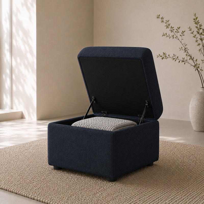 Lockheart 24.5” Storage Ottoman, Blue