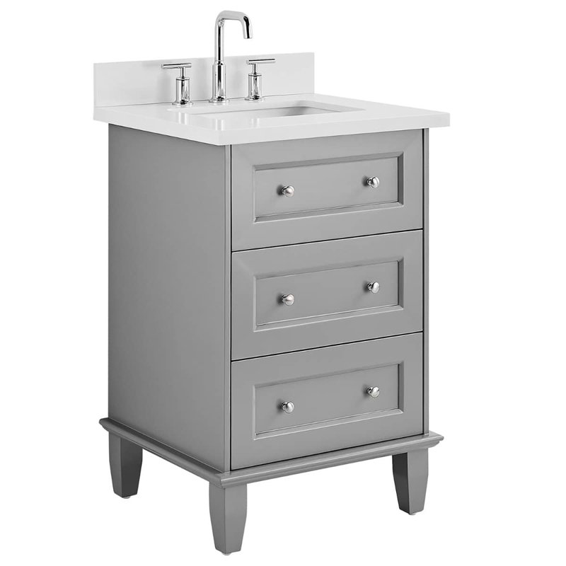 Nora 24" Freestanding Standard Single Bathroom Vanity with Top, Gray