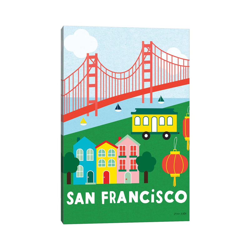 City Fun San Francisco by Ann Kelle - Wrapped Canvas Print, 20.32 cm H x 30.48 cm W