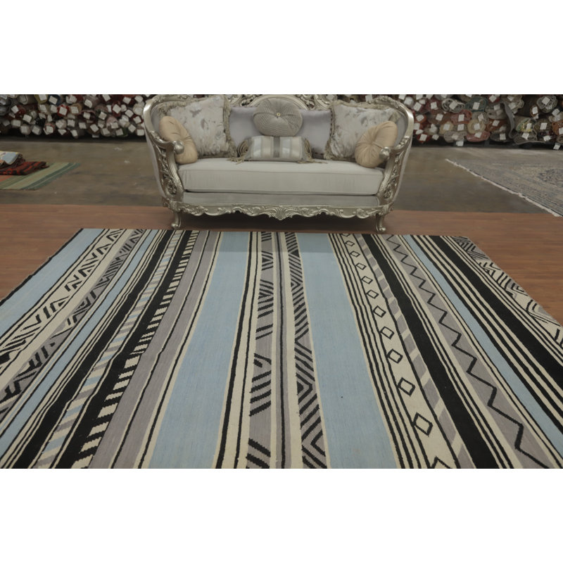 Tapis rayé en laine Kilim