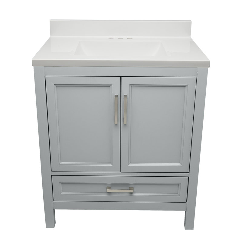 Haleyann 31'' Single Bathroom Vanity with Cultured Marble Top, Gray