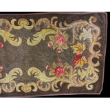 Brown Gray Color Antique Floral Inlay Design American Hooked Rug