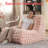 Classic Bean Bag Chairs For Adults, Faux Fur Bean Bag Compressed Chairs Filled Memory Foam,Plush Lazy Sofa For Living Room,Bedroom,Dorm,Office-107070627