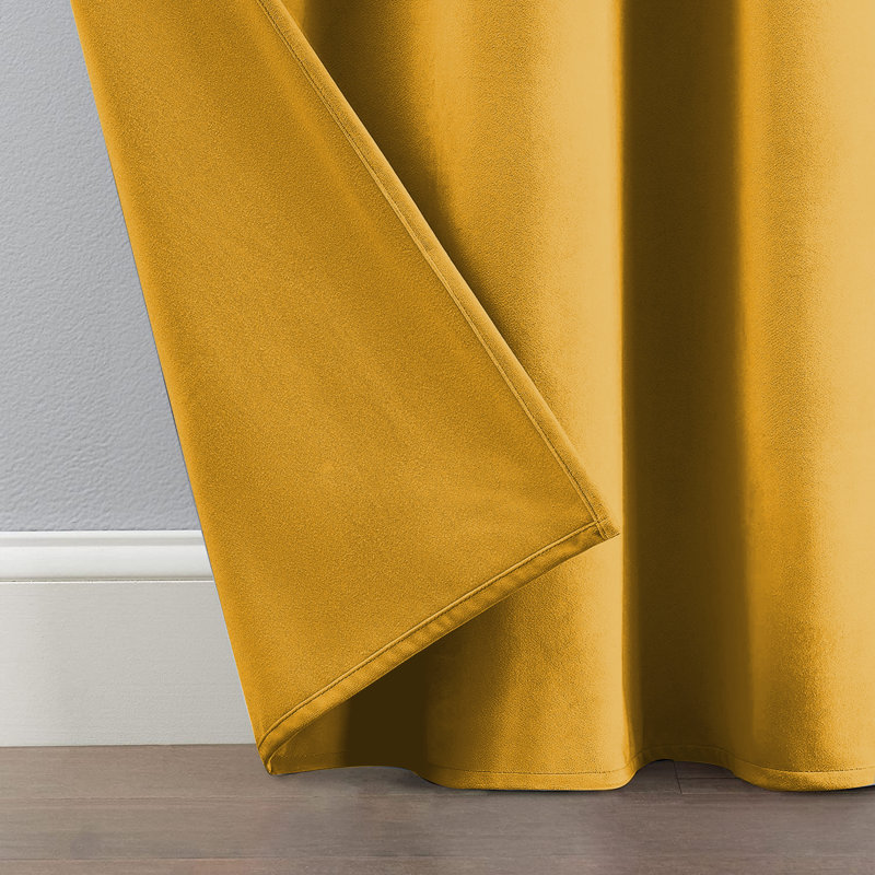 Panola Crushed Velvet Eyelet Sheer Curtains, Ochre, 117 W x 137 D cm