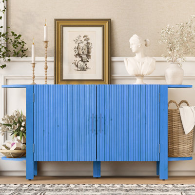 60" W Fluted Buffet Cabinet, Sideboard, Console Cabinet With Adjustable Shelves