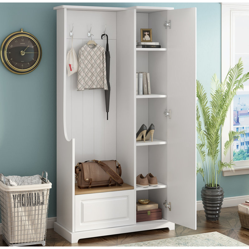 Minimalist Hallway Shoe Cabinet, White