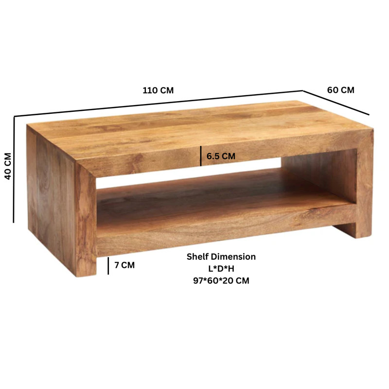 Adeliza Solid Wood Sled Coffee Table