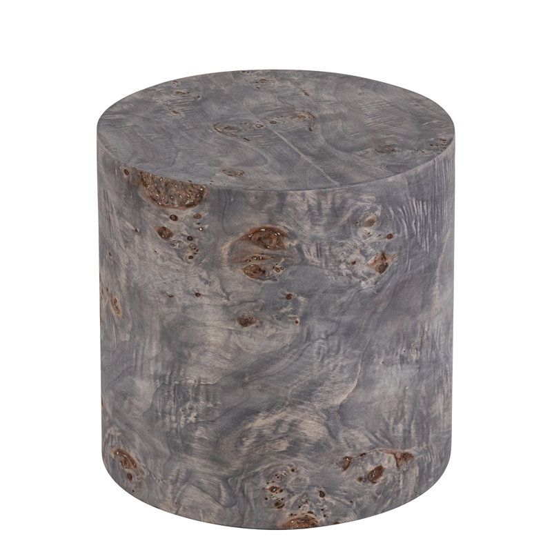 Table d'appoint ronde en placage au fini gris anthracite, Gris