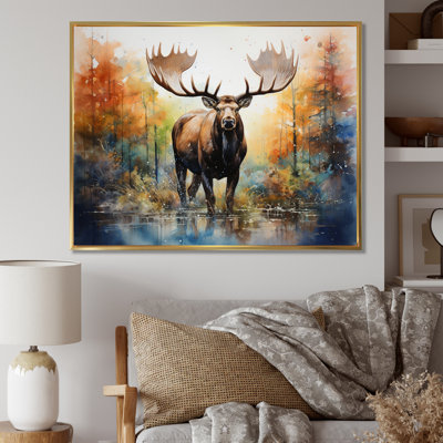 Bernardette Colorful Moose Majestic Pointillism, reproduction d'art sur toile