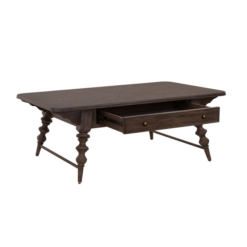 Chimney Smoke Rectangular Wood Cocktail Table with Storage