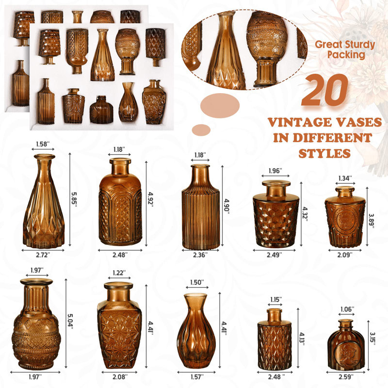 Ensemble de 20 vases à fleurs en verre pour petits centres de table en verre rustique pour table de mariage Décoration de Noël