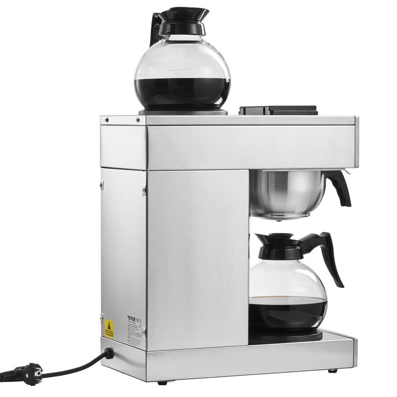 12 Cups Commercial Drip Coffee Maker with 2 Glass Carafes and 2 Warmers Office