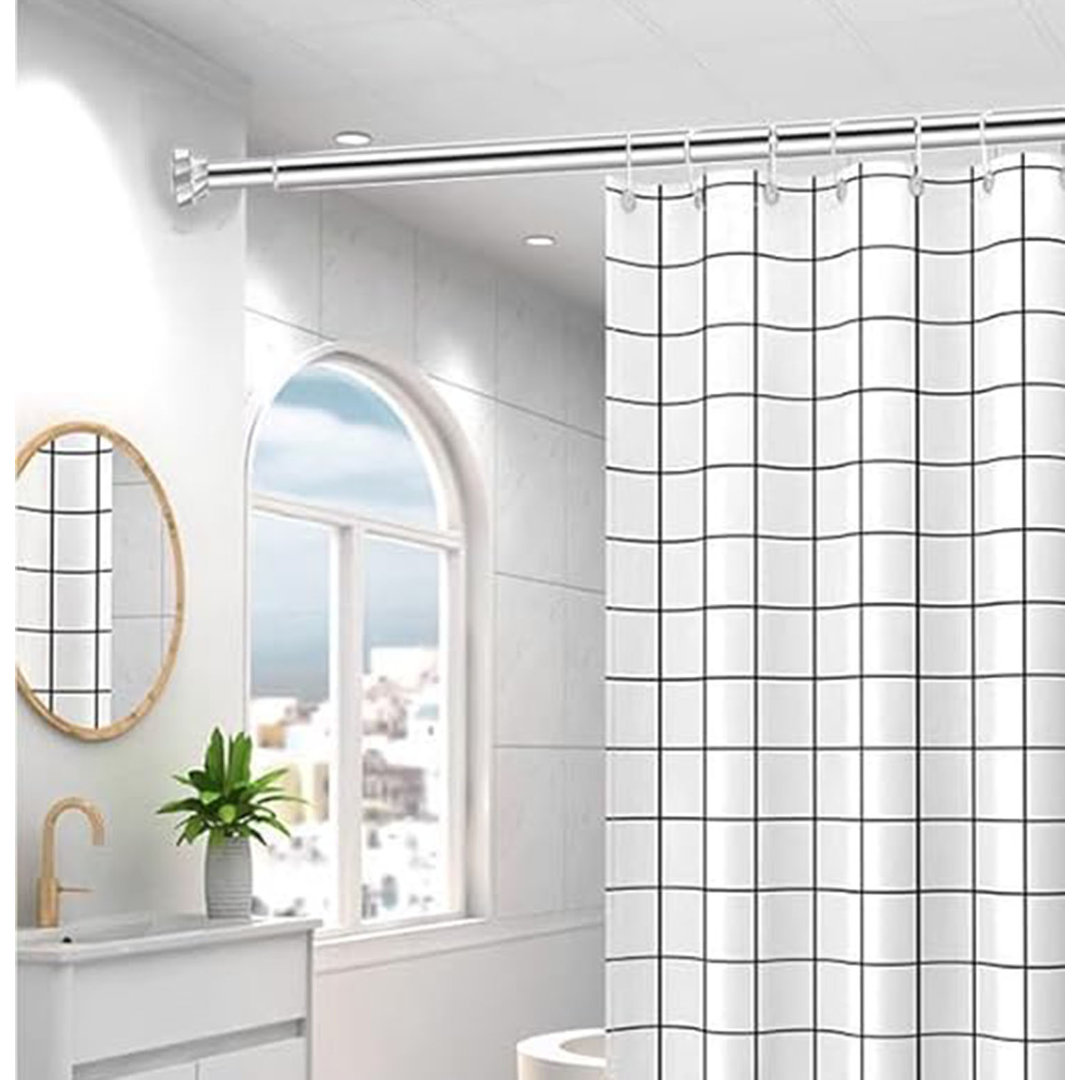 155cm Straight Shower Curtain Pole & Hook Set