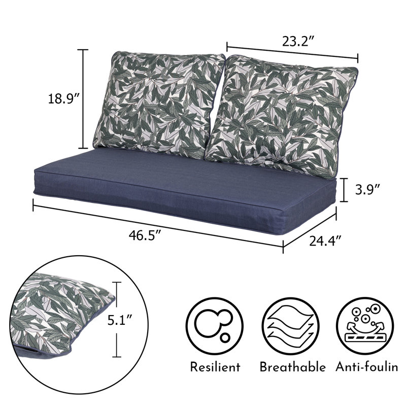 Coussin de siège d'intérieur / d'extérieur, Bleu et vert