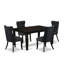 Ensemble de table de salle à manger 5 pièces comprenant une table rectangulaire en bois avec rallonge amovible et 4 chaises Parson, noir-705979147-705979142