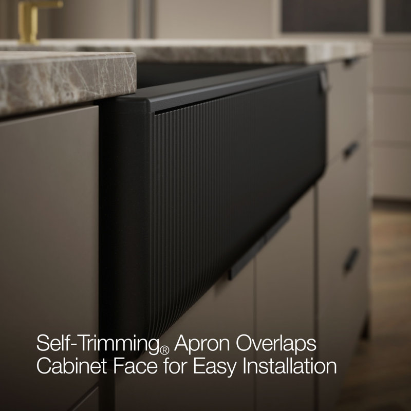 Cairn® Undermount Single-Bowl Farmhouse Kitchen Sink with Fluted Design, Matte Black