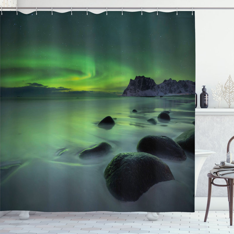 Shower Curtain with Hooks Included, 75"H x 69"W