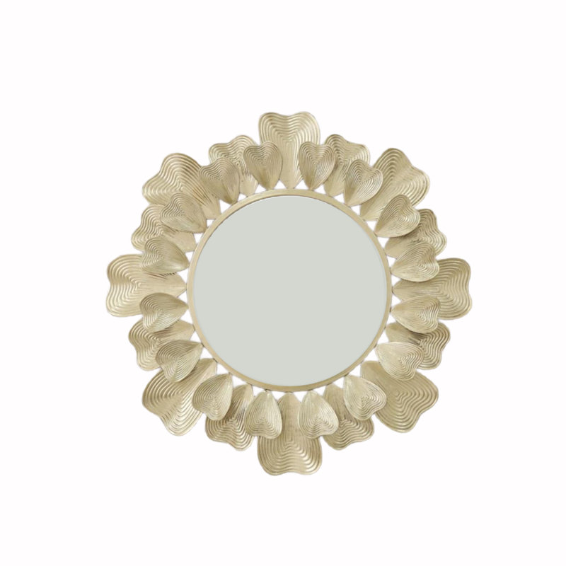 Deverel Metal Round Wall Mirror, Gold
