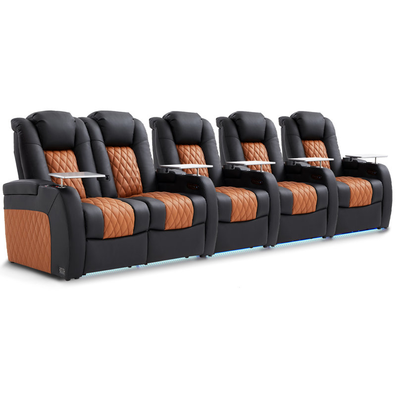 Canapé électrique Fauteuil inclinable électrique Zero Gravity, Noir / chameau, H 42,5 po x l 145 po x P 40 po, 5