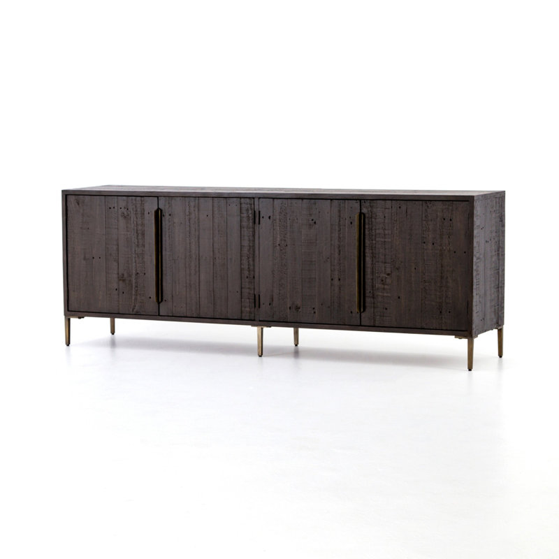 Buffet en bois de pin massif 88 po Riggs, Carbone foncé