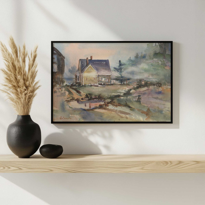 «Laundry Day» par Stephen Calcasola, reproduction d'art, Impression sur cadre ouvert sans papier mat, Noir, H 36 po x l 48 po