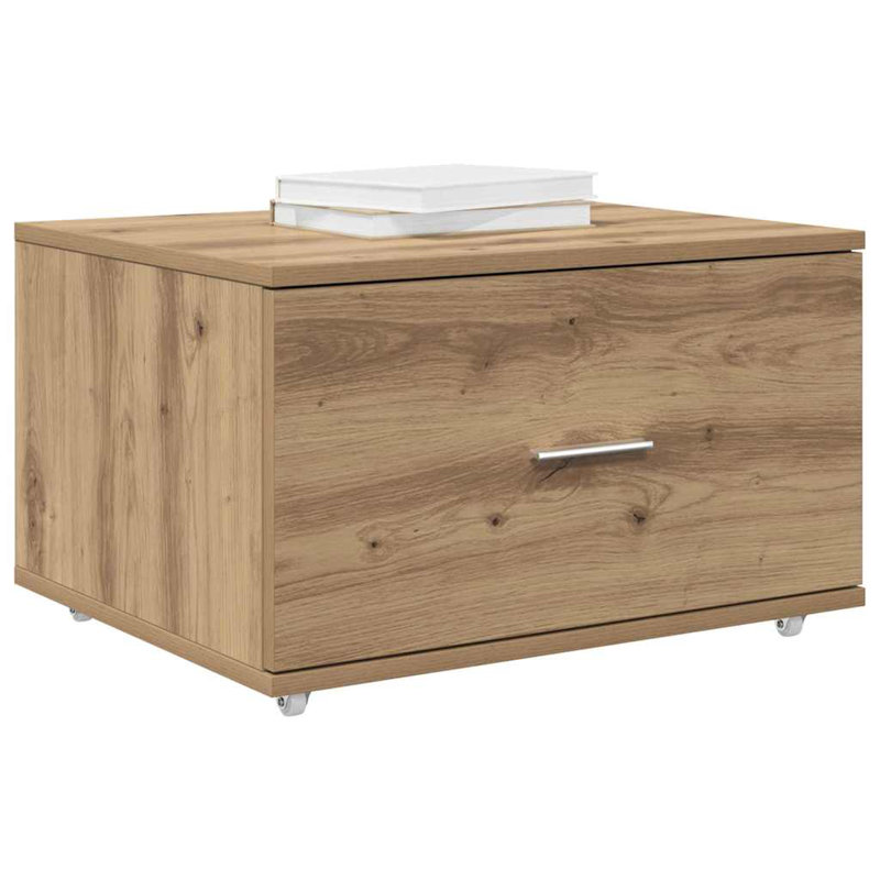 Drawer Cabinet with Wheel Storage Modern Furniture Solution Rectangular, Sonoma Oak