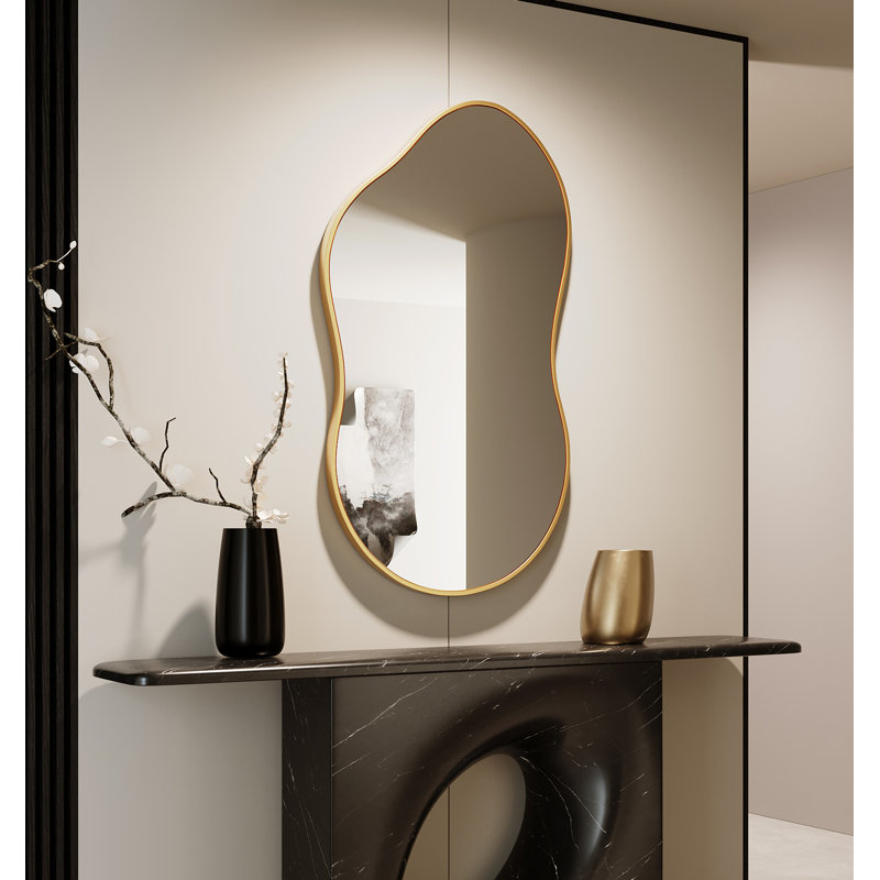 Irregular Unique Shaped Wall Mirror, Asymmetrical Mirrors, Cloud Mirror, Wavy Mirror, Morden Wavy Wall Mirror For Entryway Living Room Bedroom Bathroom