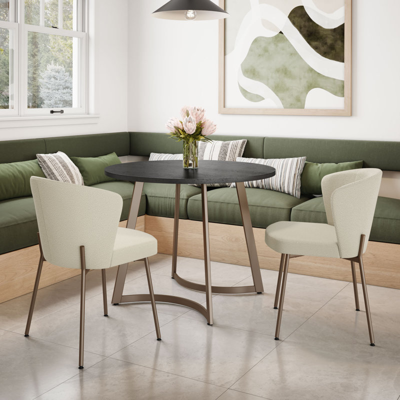 Riley  3 Piece Round Dining Set, Basalt, Bronze, Cream