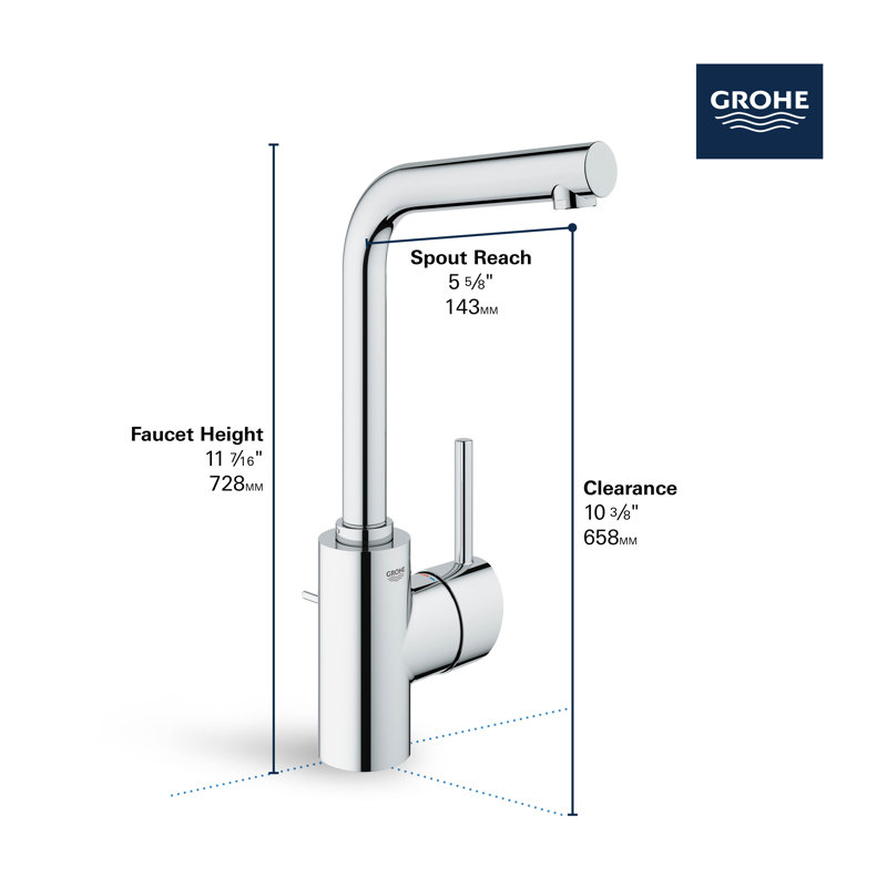 Concetto™ Single Hole Bathroom Faucet with Drain Assembly, Starlight Chrome