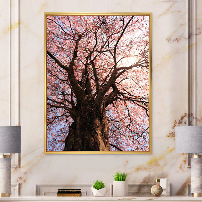 Large Plum Tree " Large Plum Tree " Painting Print, 36" H x 24" W x 1" D, Gold Floater Framed Canvas