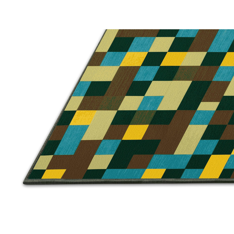 Earth Mosaic Grid Rug, Square 3'