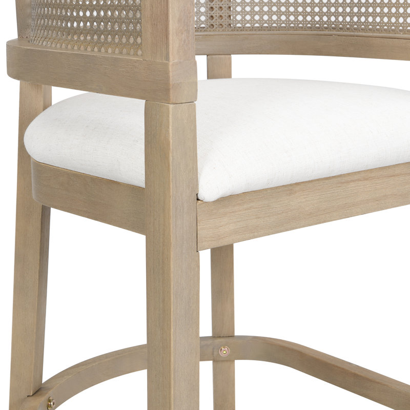 Oech Rubberwood Upholstered Bar Stools, Light Ash, Bar Stools (29.50'' Seat Height)