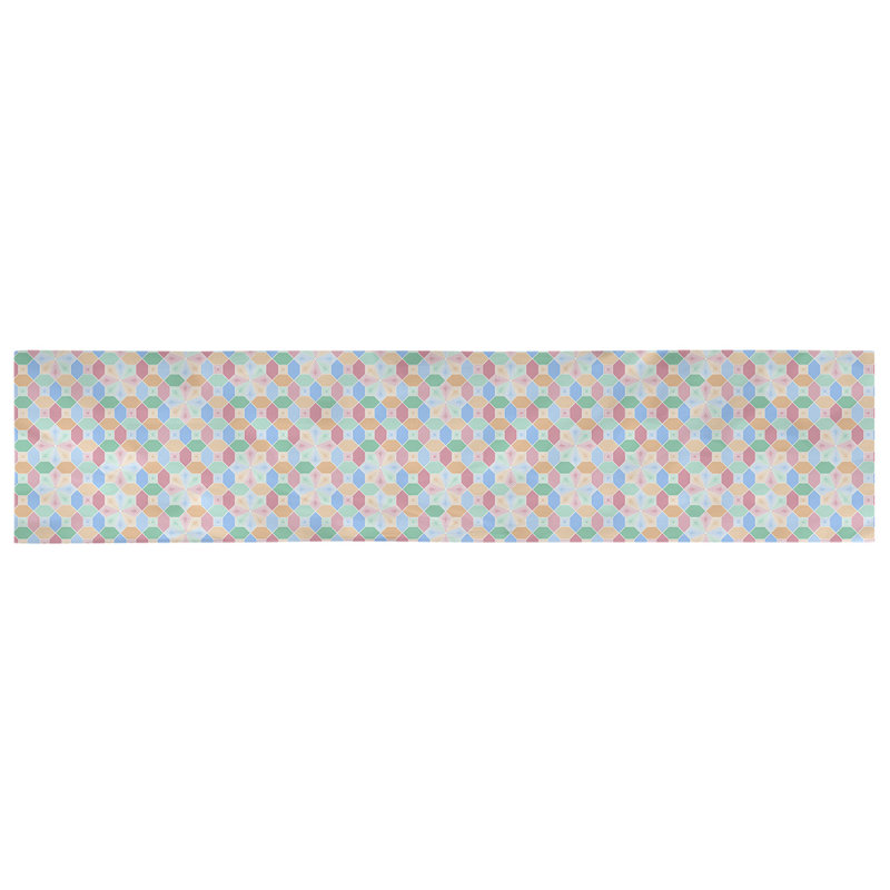 Chemin de table Avicia, 72 po x 16 po, Bleu / Beige, 100 % coton