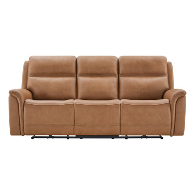 Meit 85''W Genuine Leather Power Reclining Sofa with Adjustable Headrest