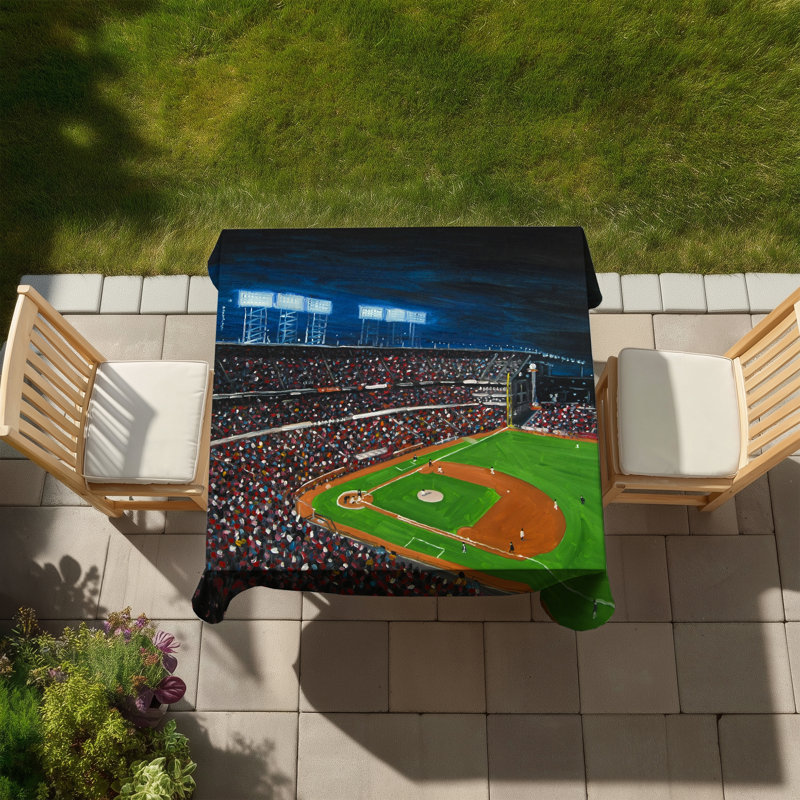 Hobbies Blue Tablecloth - Baseball Game Design for Home Decor