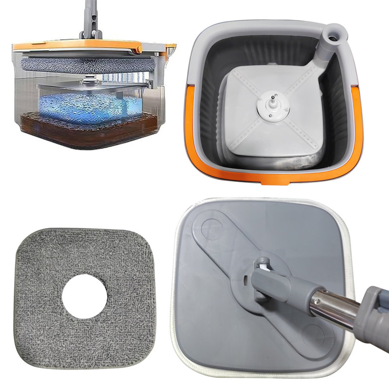 Spin Mop with Bucket 360 Degree Rotatable Self Wash Square Mop Clean/Dirty Water Separation System