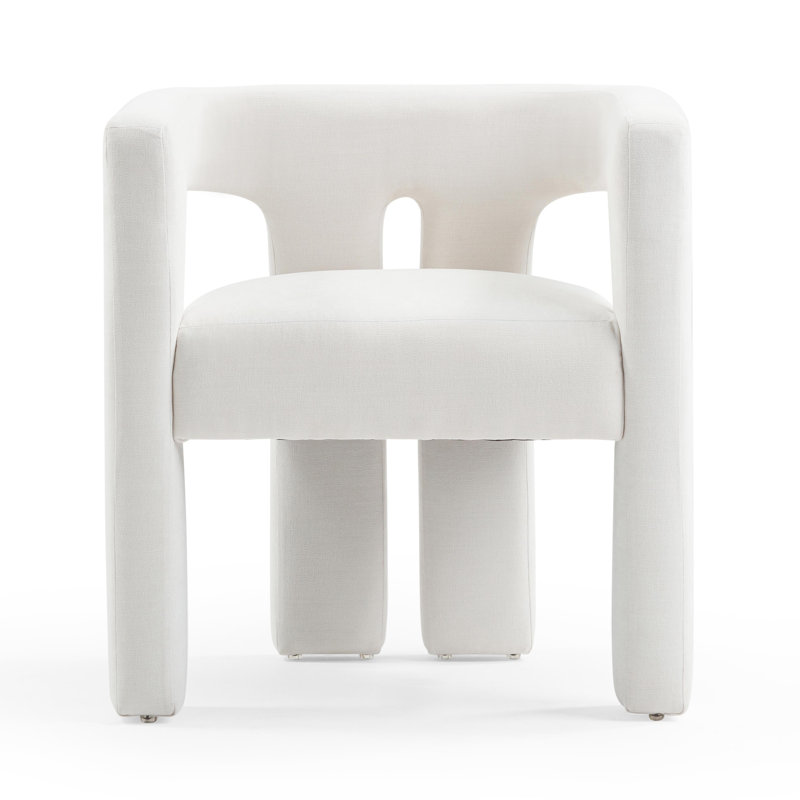 Handcrafted White Velvet Barrel Arm Chair