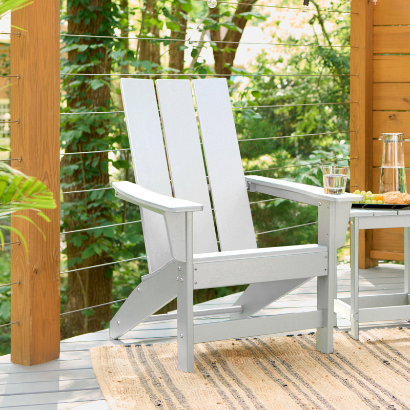 Arenijus Modern Weather-Resistant Plastic Adirondack Chair, White